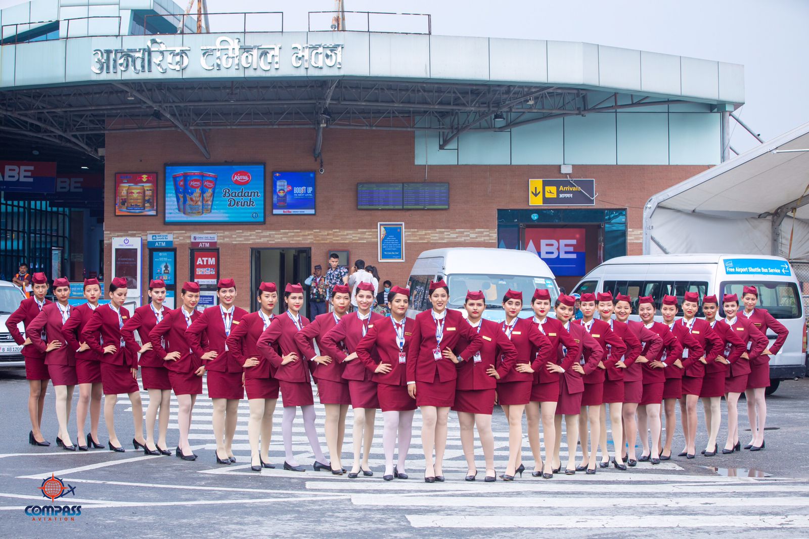 Group of students on an educational excursion organized by Compass Aviation.